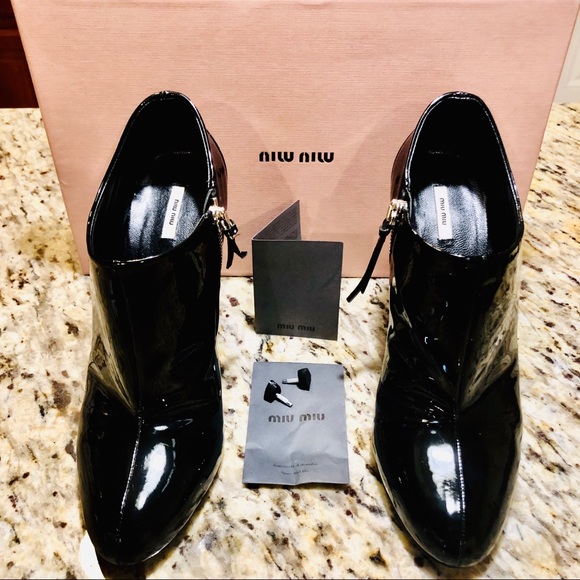 Miu Miu Shoes - 🎉HP🎉MIU MIU Patent Leather Heel Booties